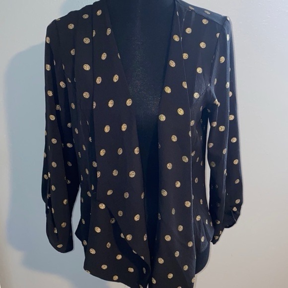Beautiful black & gold polka dot Jacket Large - Picture 8 of 9
